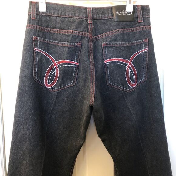 Urban Label Men's Denim Blue Jeans Red Stitching Straight Leg 36 Waist Zip Close - Picture 6 of 11